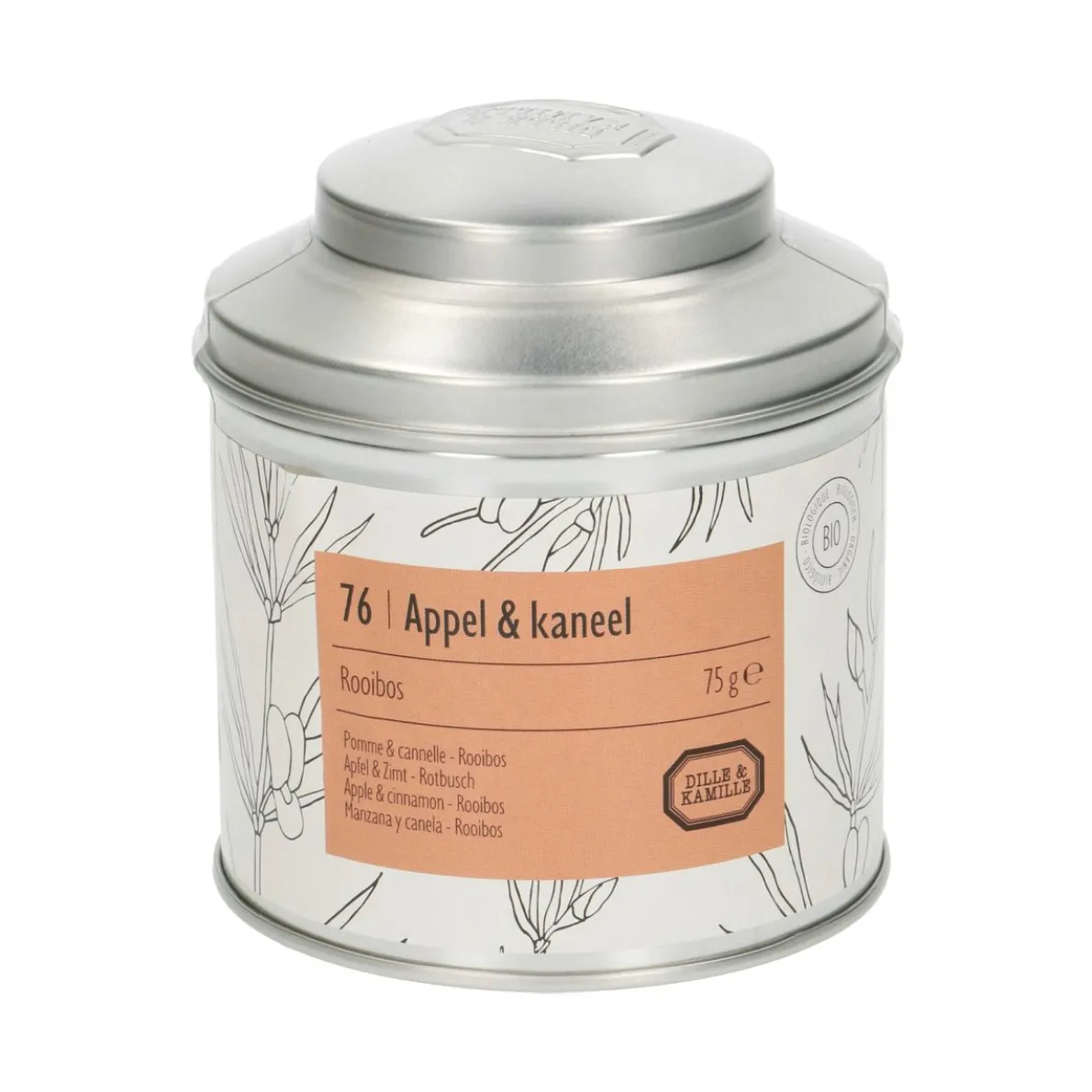 Appel & kaneel, biologisch, rooibos, blik, 75 gram