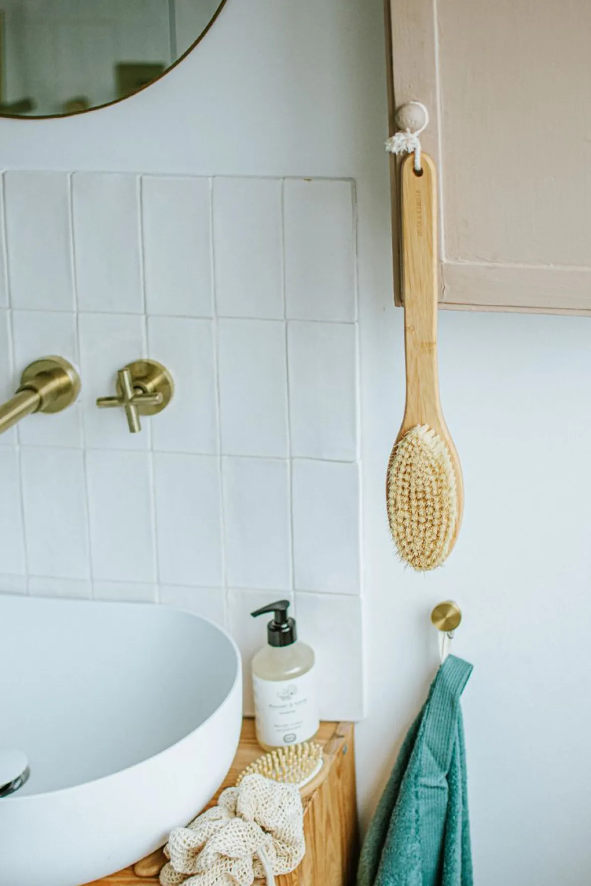 Bad- en saunaborstel, bamboe, harde haren