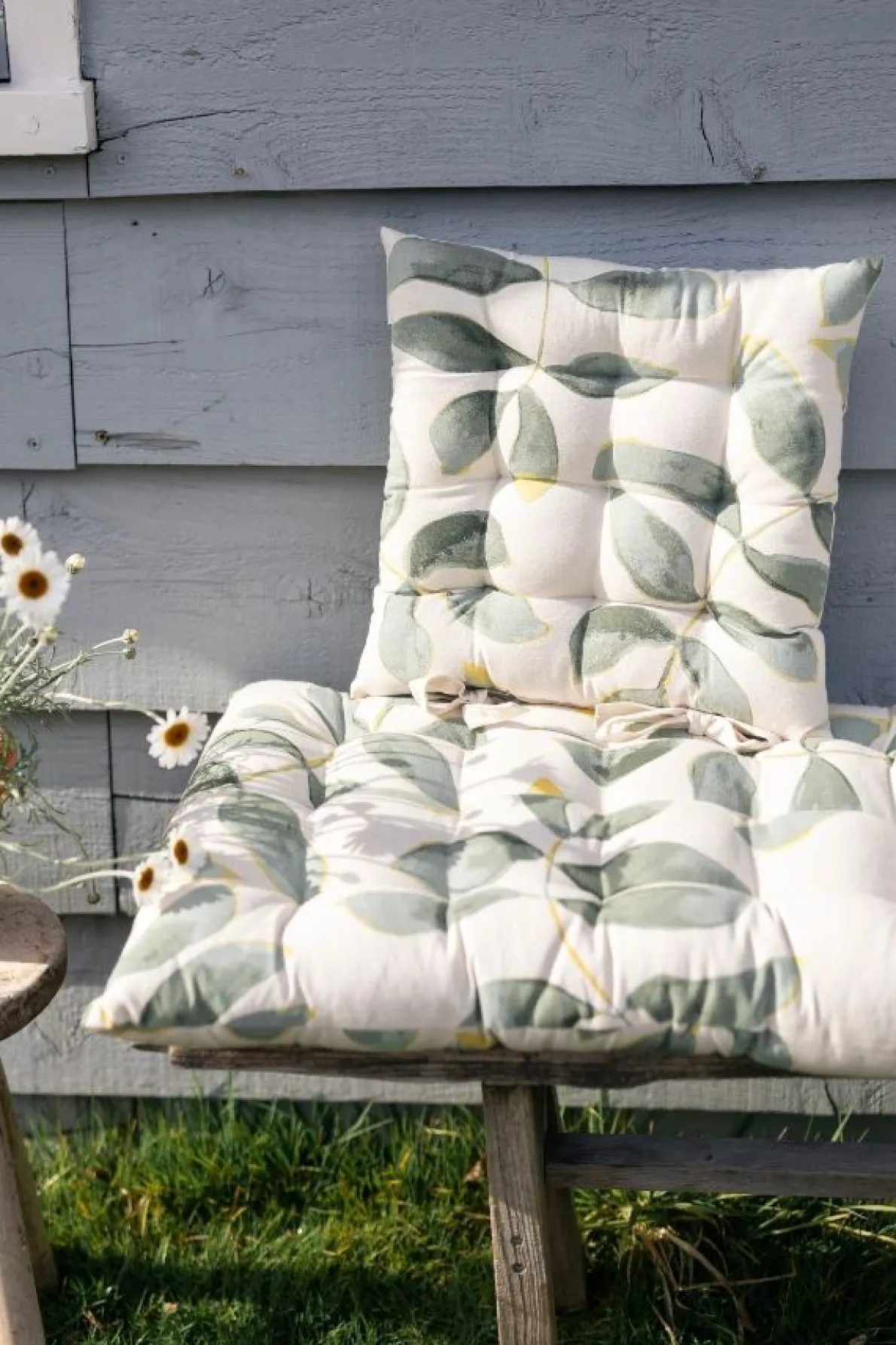 Bankkussen, GOTS bio-katoen, silhouet blad, 140 x 50 cm