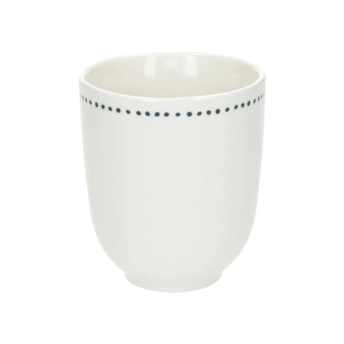 Beker met blauwe stip, organisch, porselein, Ø 7,6 cm