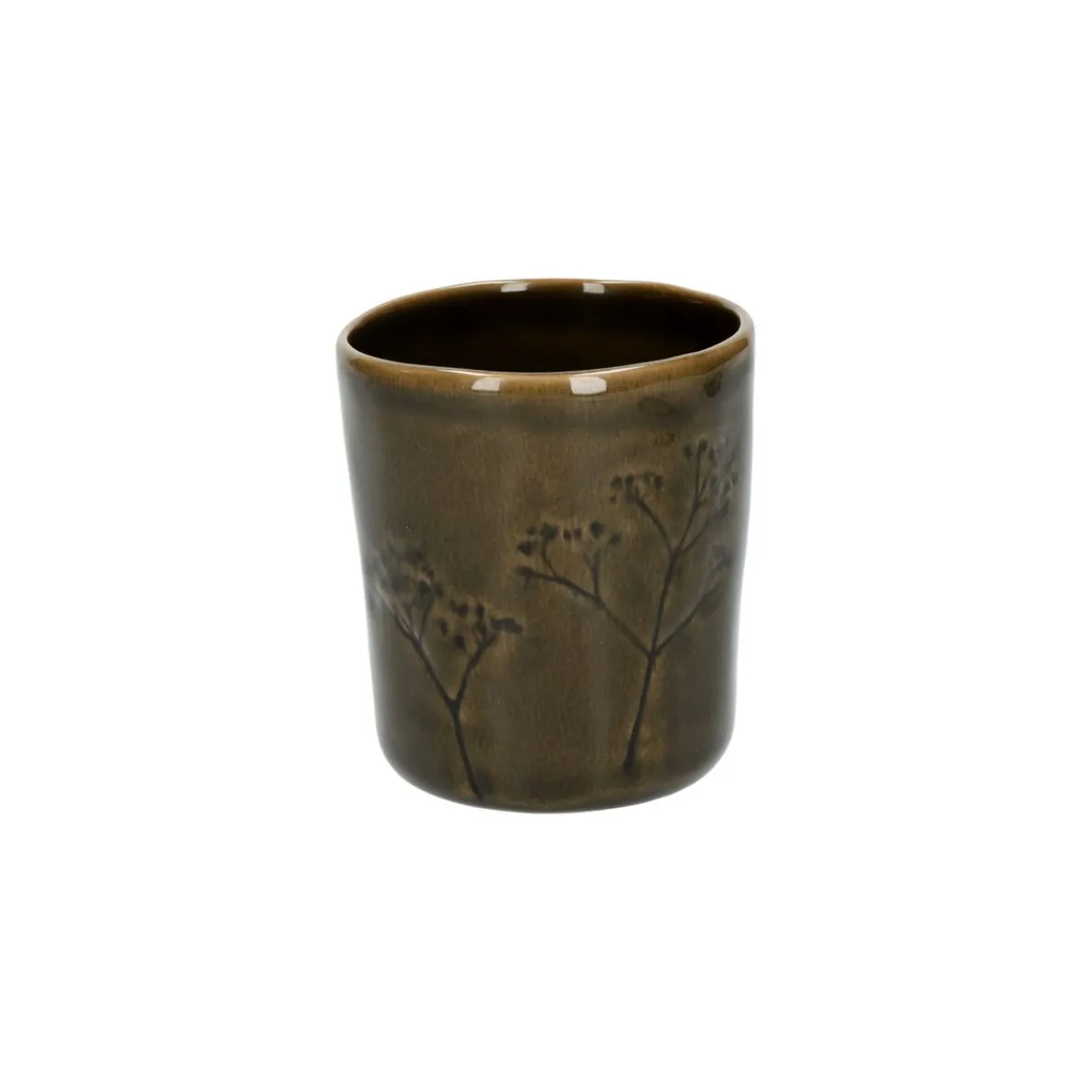 Beker, steengoed, donkergroen, Ø8 x 9,5 cm