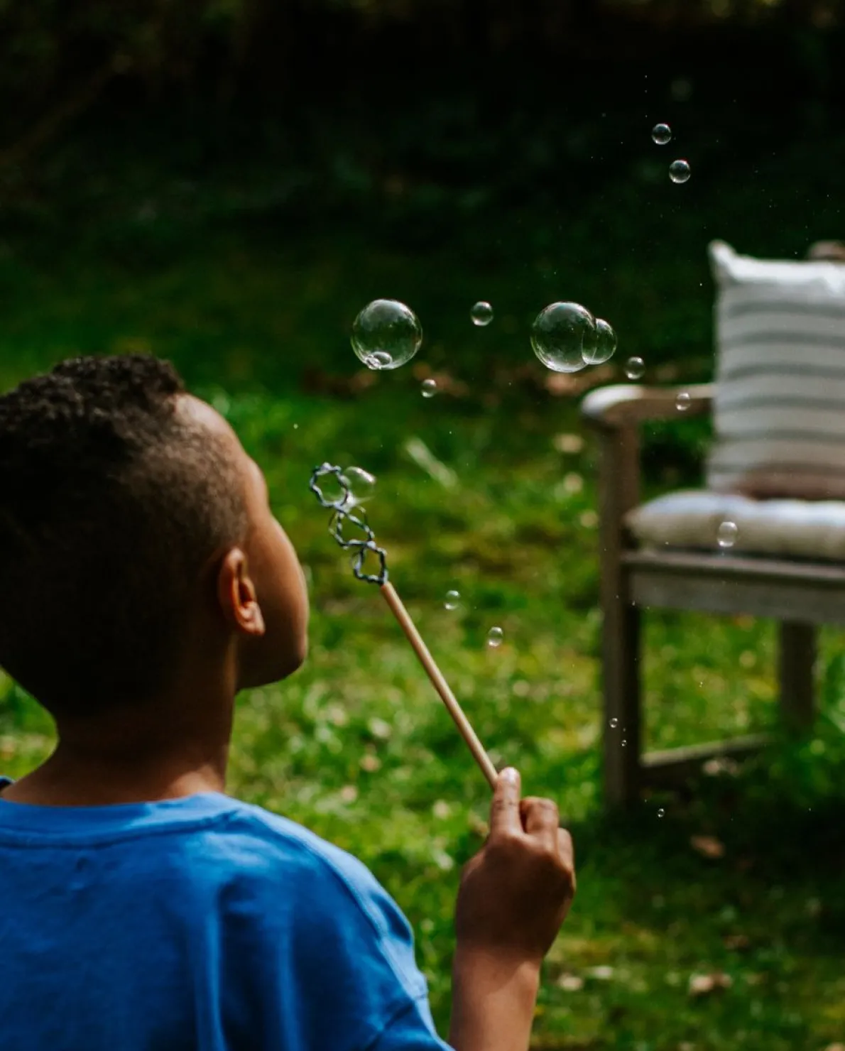 Bellenblaasstok, bamboe, geel