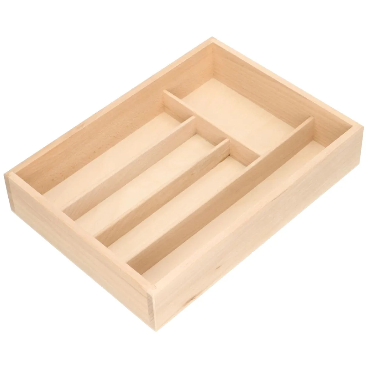 Bestekbak met 5 vakken, beukenhout, 34 x 24,5 cm