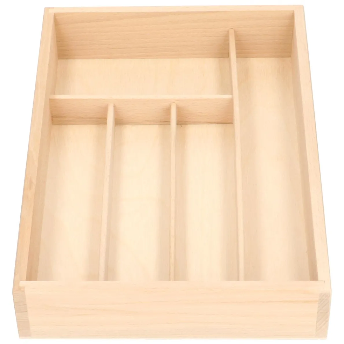 Bestekbak met 5 vakken, beukenhout, 34 x 24,5 cm