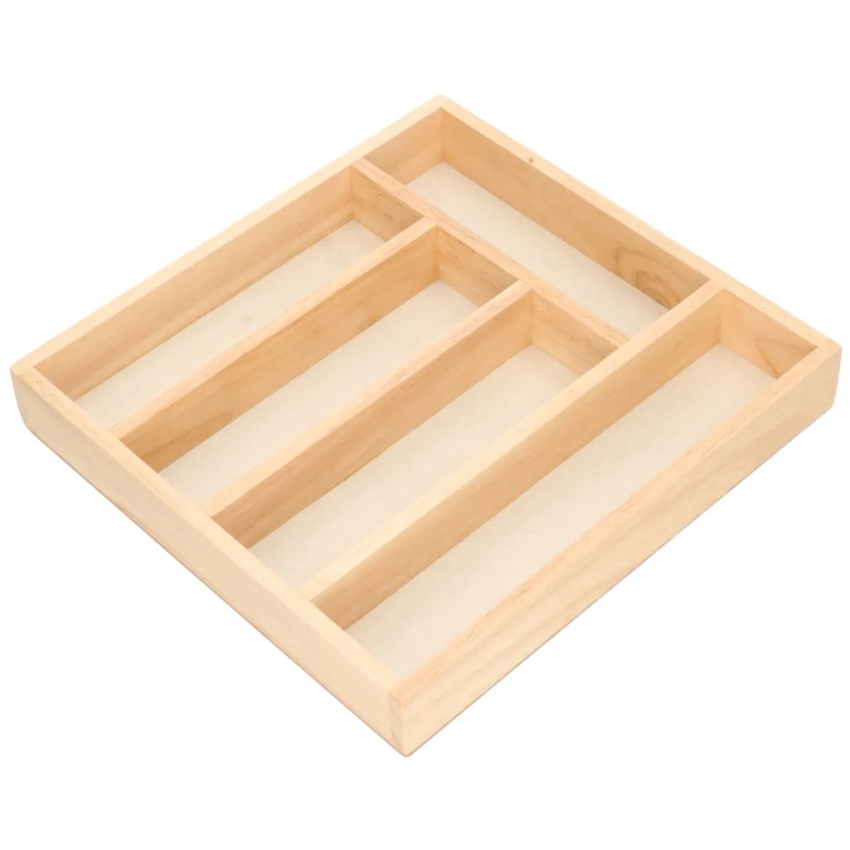 Bestekbak met 5 vakken, rubberhout, 32,5 x 31 cm