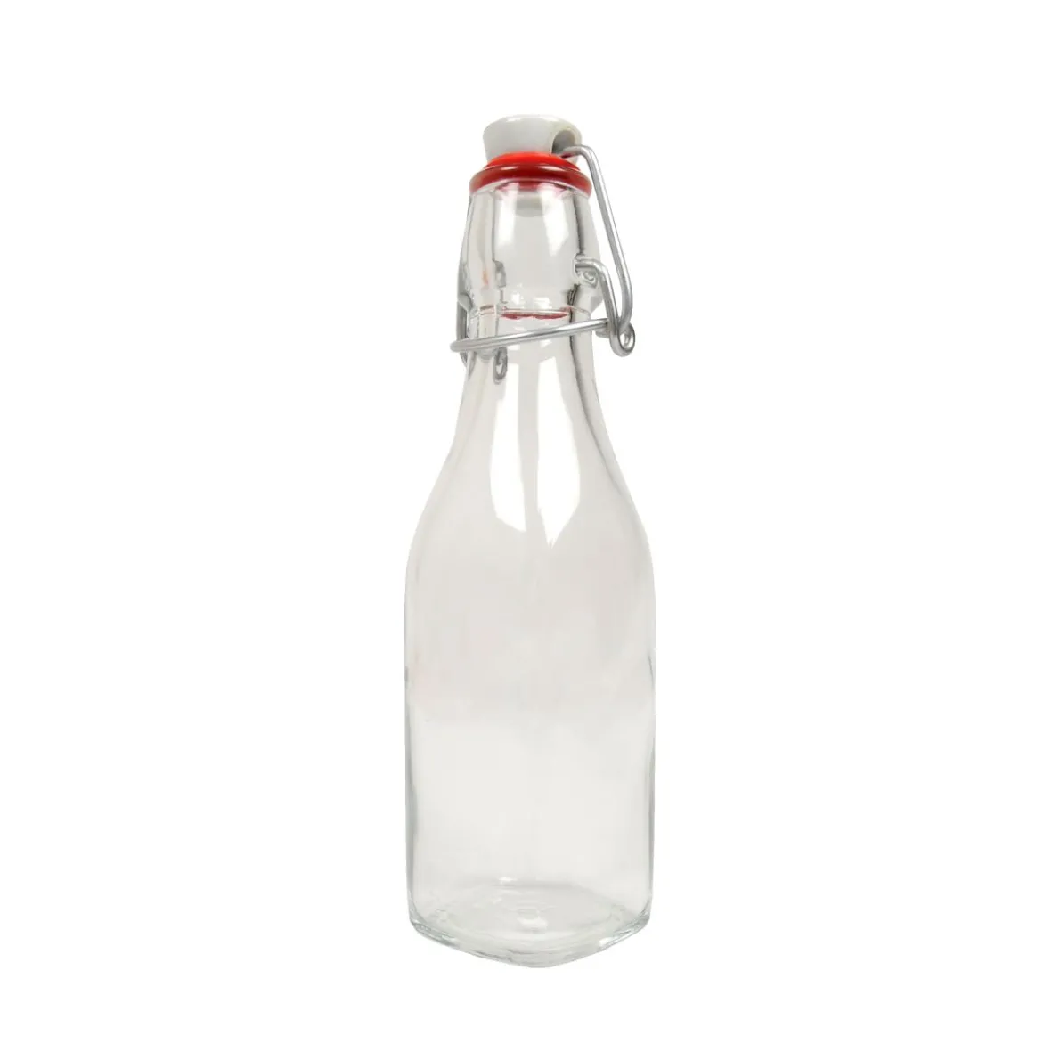 Beugelfles, glas, vierkant, 250 ml