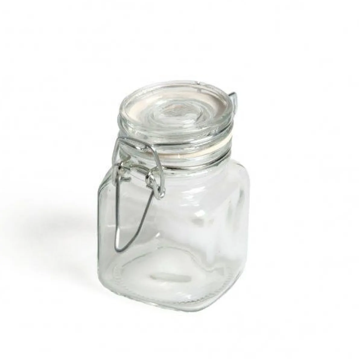 Beugelpotje, glas, vierkant, 100 ml