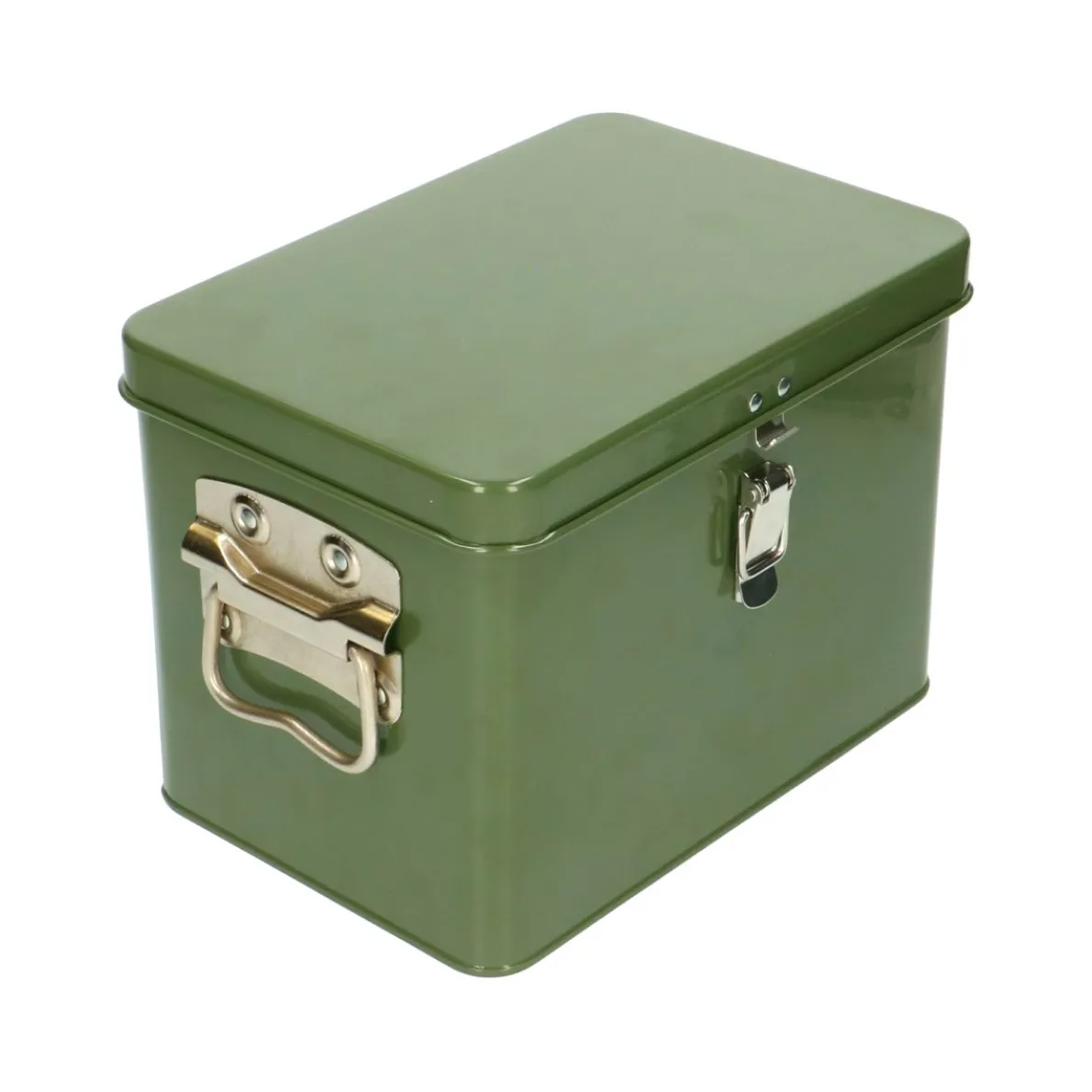 Bewaarblik voor zaden, donkergroen metaal