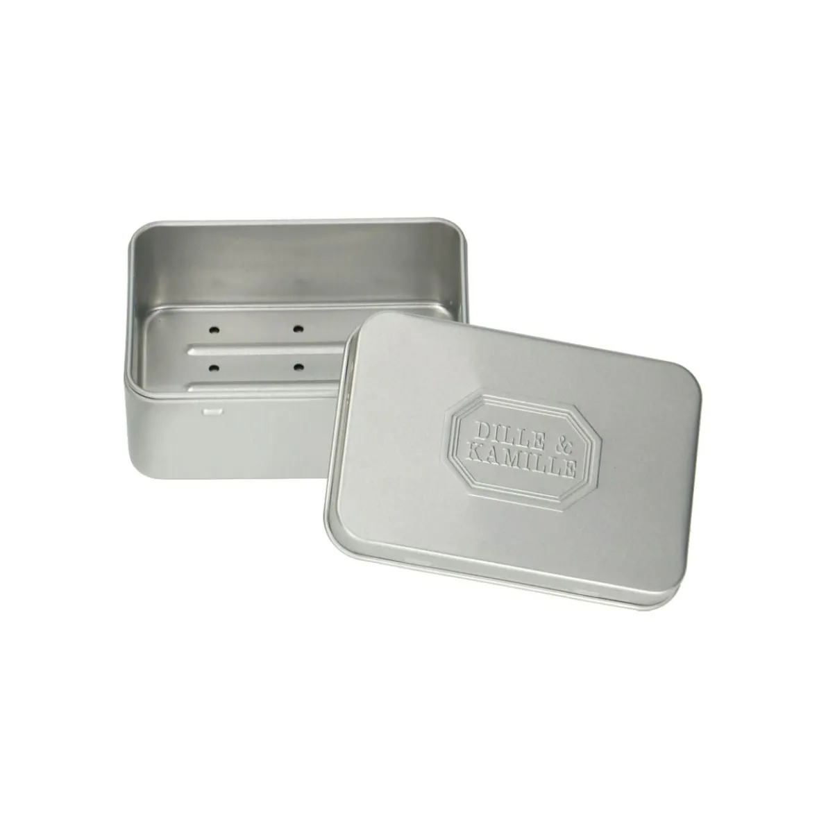 Blikje voor blokzeep incl. tray, aluminium, 10 x 7 x 2,7 cm