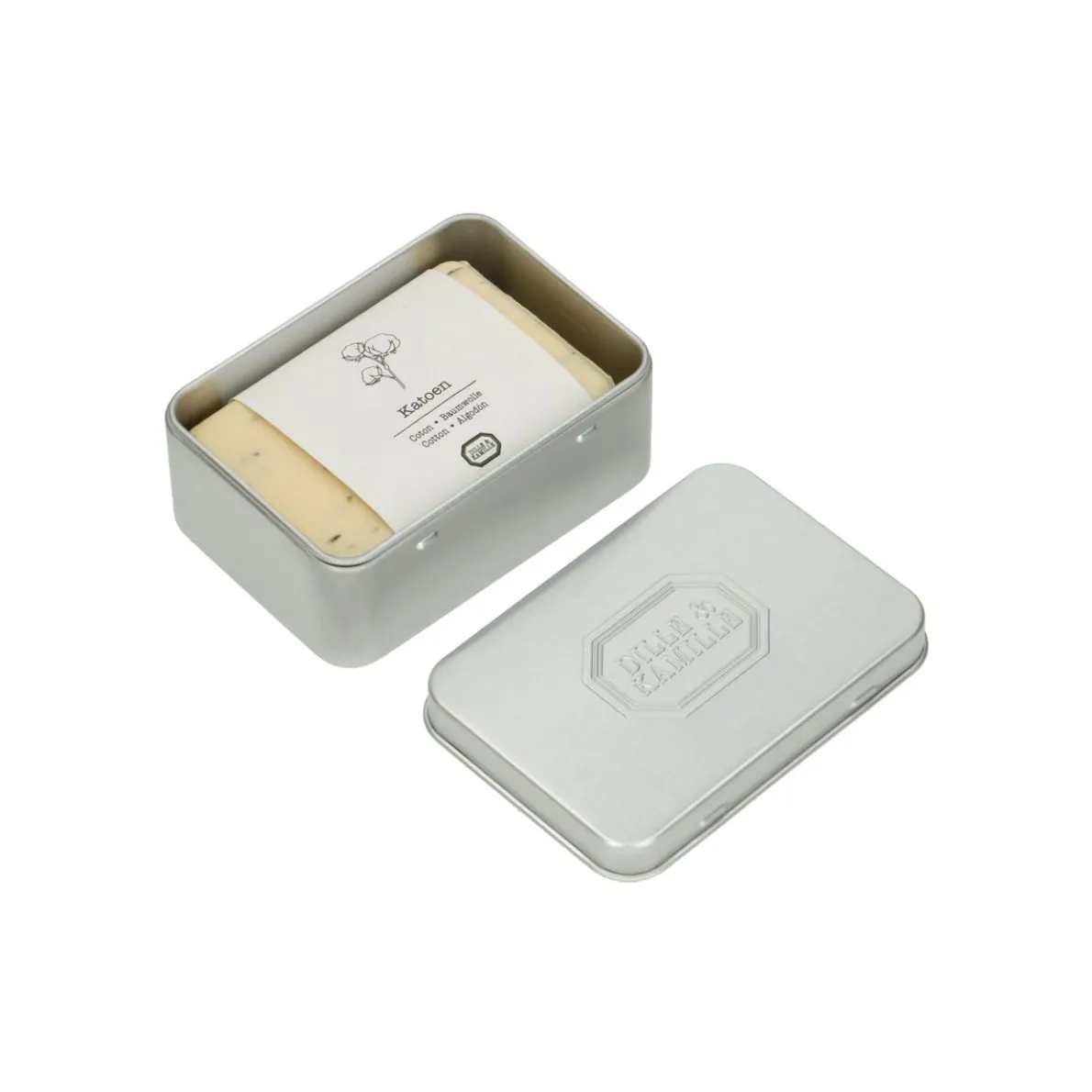 Blikje voor blokzeep incl. tray, aluminium, 10 x 7 x 2,7 cm