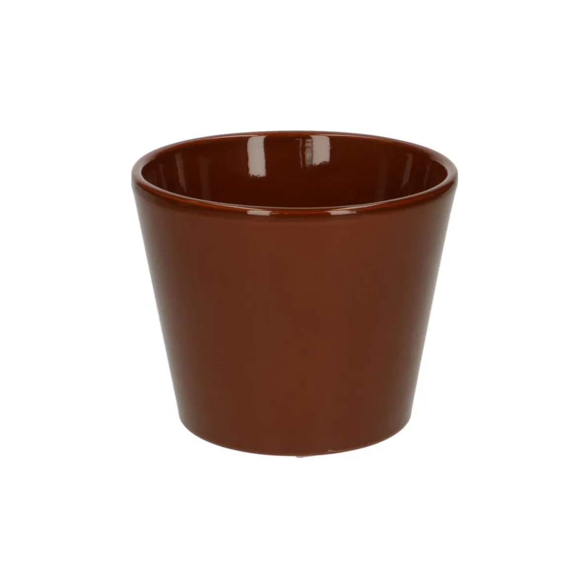 Bloempot, aardewerk, cognacbruin, Ø 12 cm