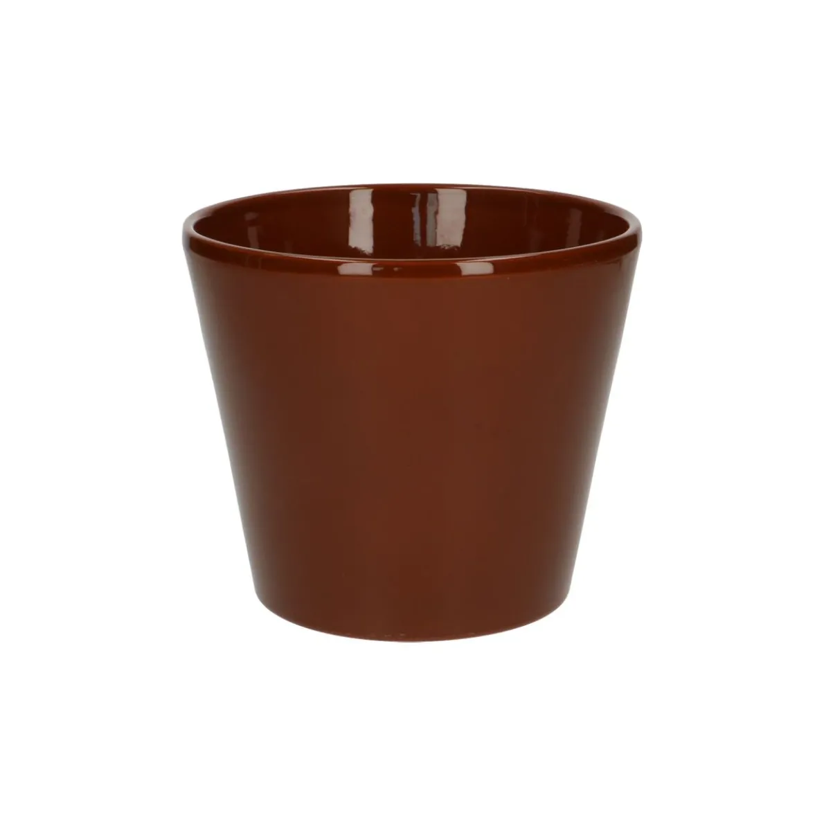 Bloempot, aardewerk, cognacbruin, Ø 15,5 cm