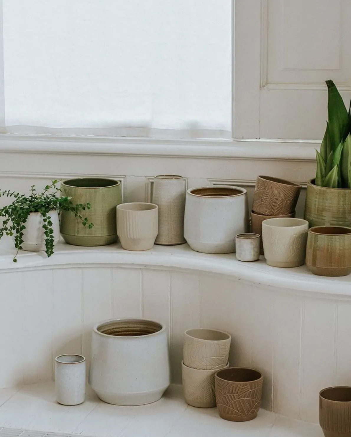 Bloempot, steengoed, groen, Ø 26 cm