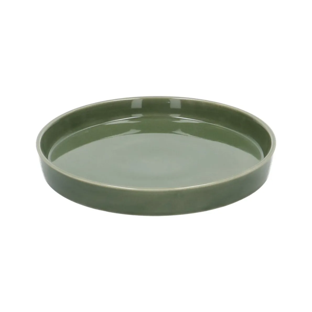 Bloempotschotel, aardewerk, donkergroen, Ø 20 cm