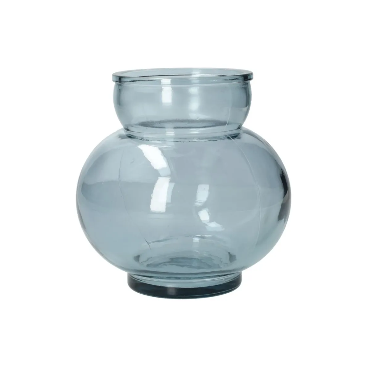 Bolvormige vaas, gerecycled glas, blauw, Ø14,2 cm