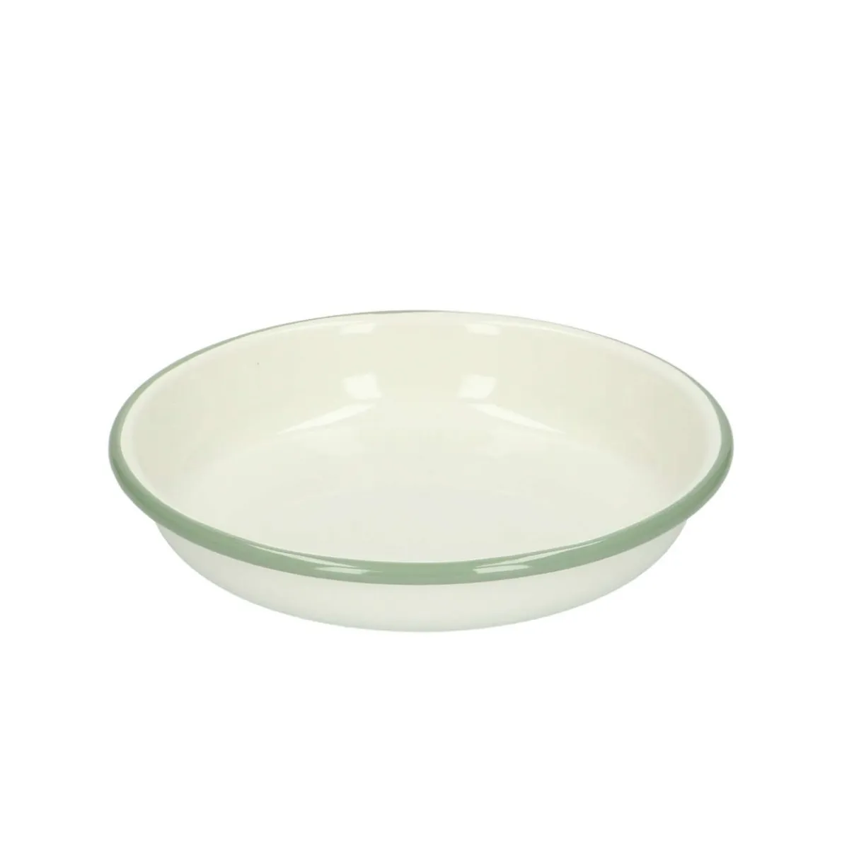 Bord diep, emaille, groengrijs/wit, Ø 15 cm