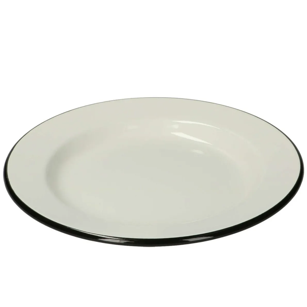 Bord, emaille, zwart/wit, Ø 26 cm