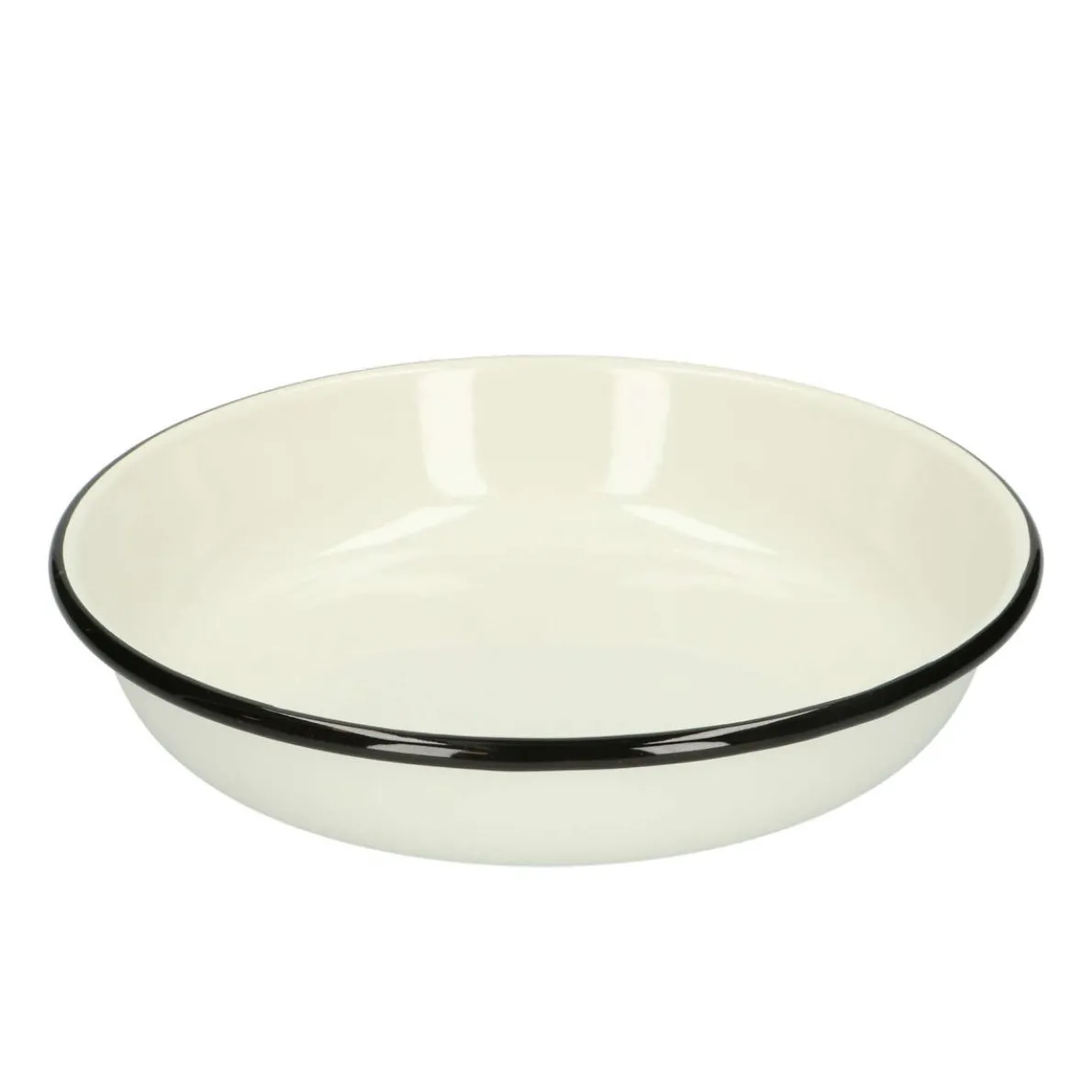 Bord pasta, emaille, zwart/wit, Ø 23 cm