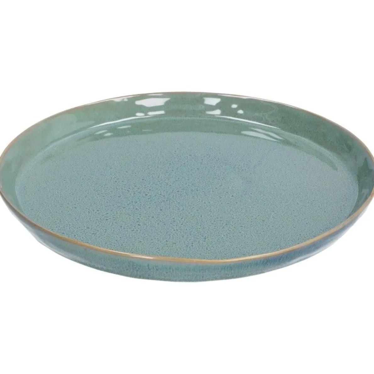Bord reactieve glazuur, steengoed, groen, Ø 26 cm