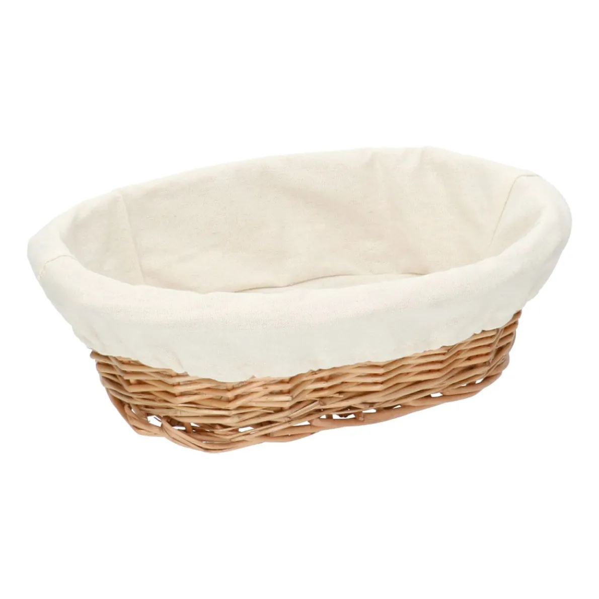 Broodmandje met voering, gebroken wit, 30,5 x 19 x 8 cm