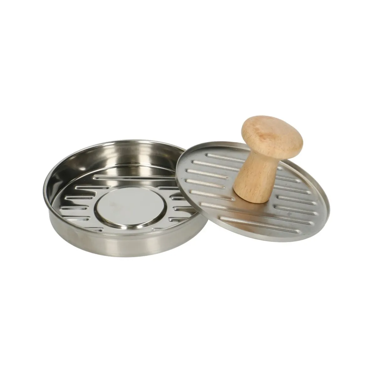 Burgerpers, rubberhout en rvs