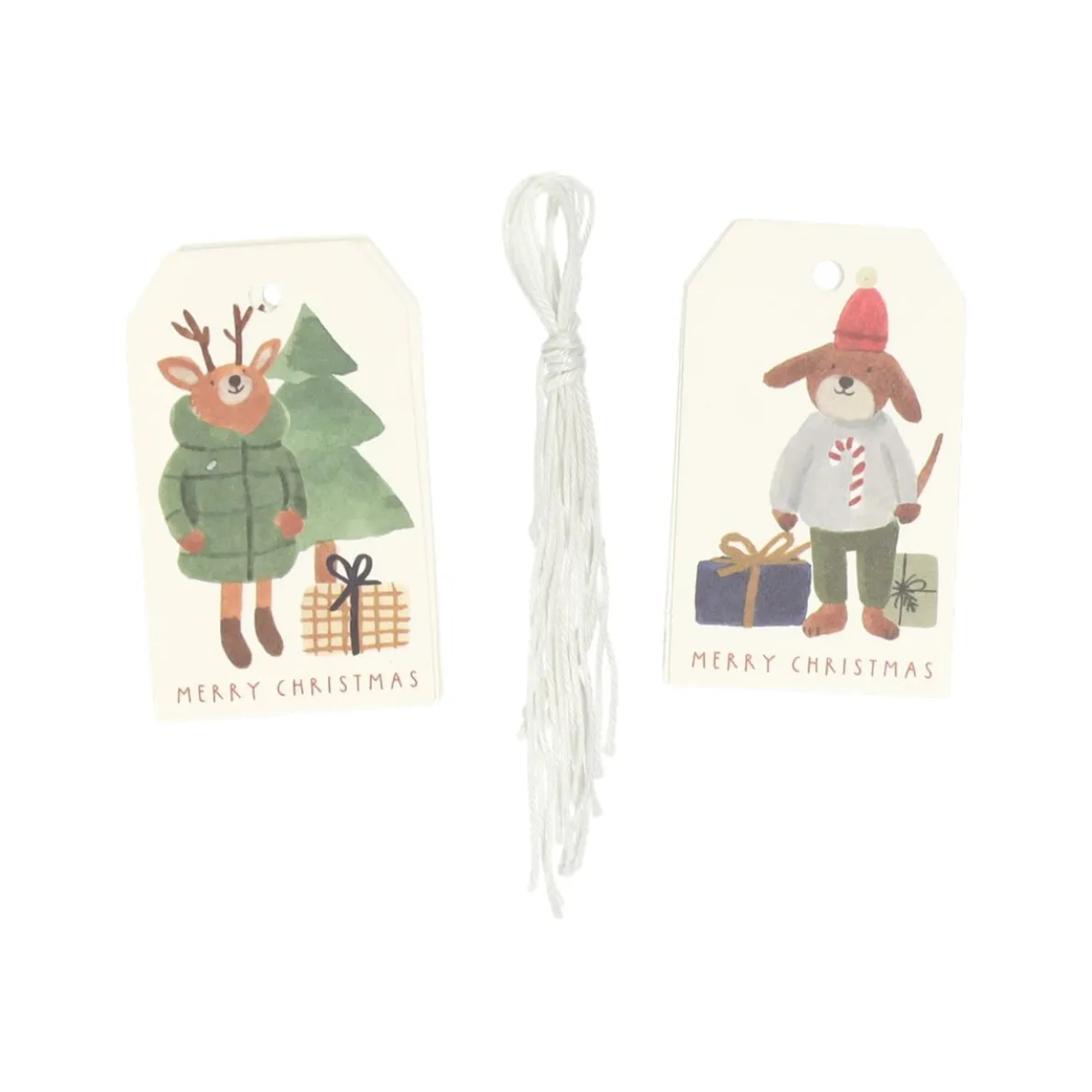Cadeaulabels, winterbos, papier, 10 stuks