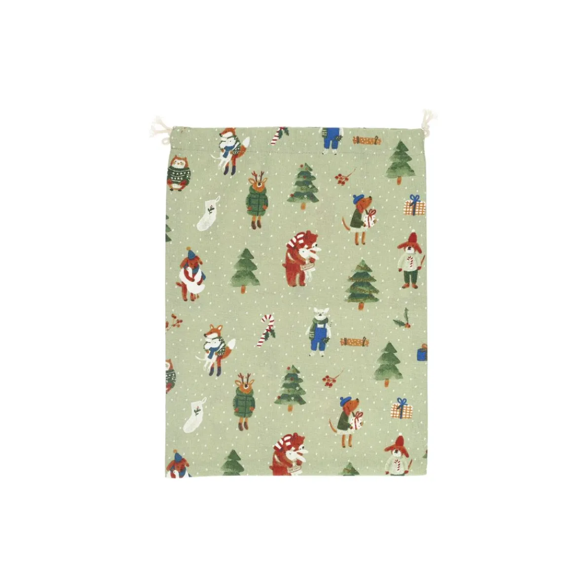 Cadeauzakje, GOTS bio-katoen, winterbos, 27 x 37 cm