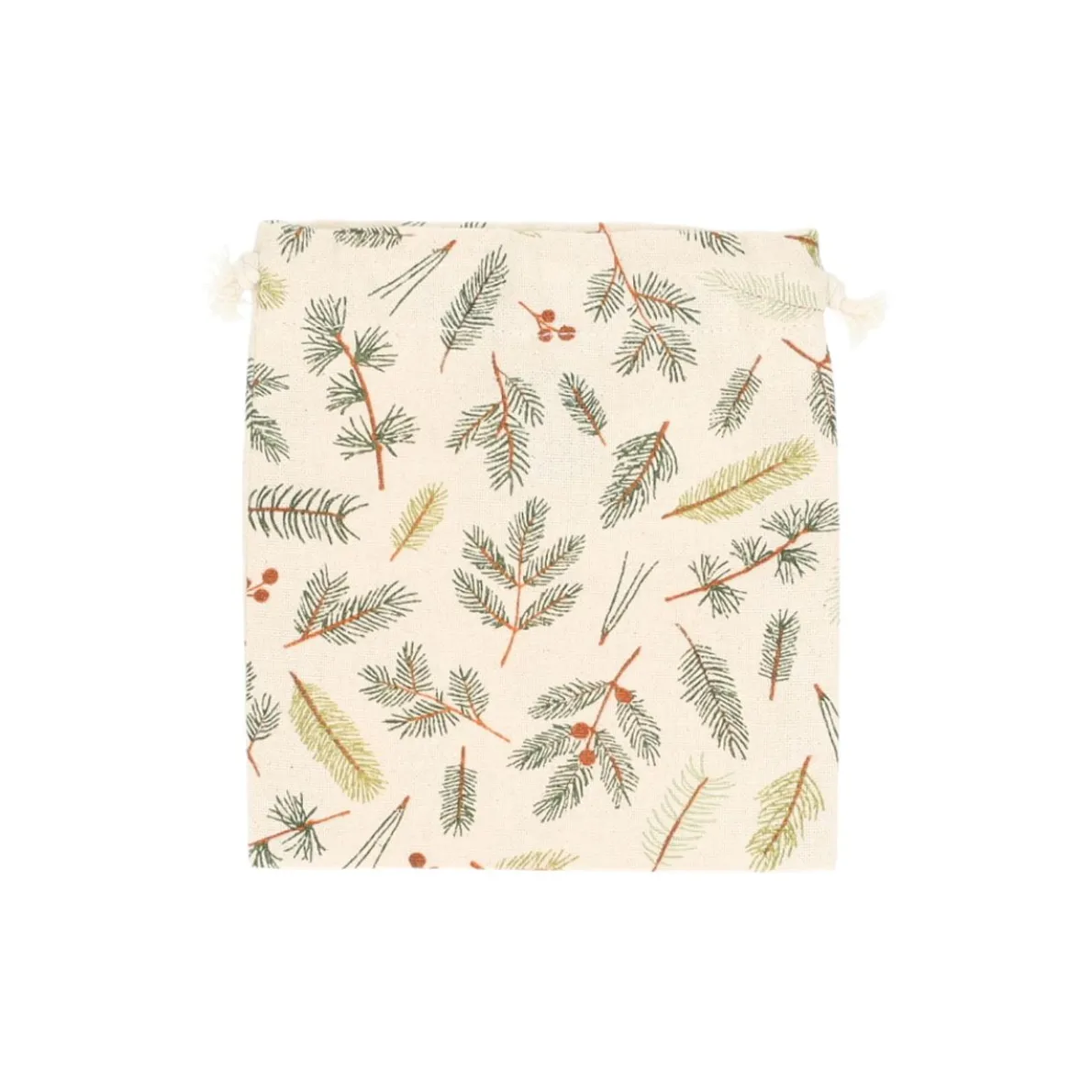 Cadeauzakje, GOTS bio-katoen, kerstgroen, 14 x 15 cm