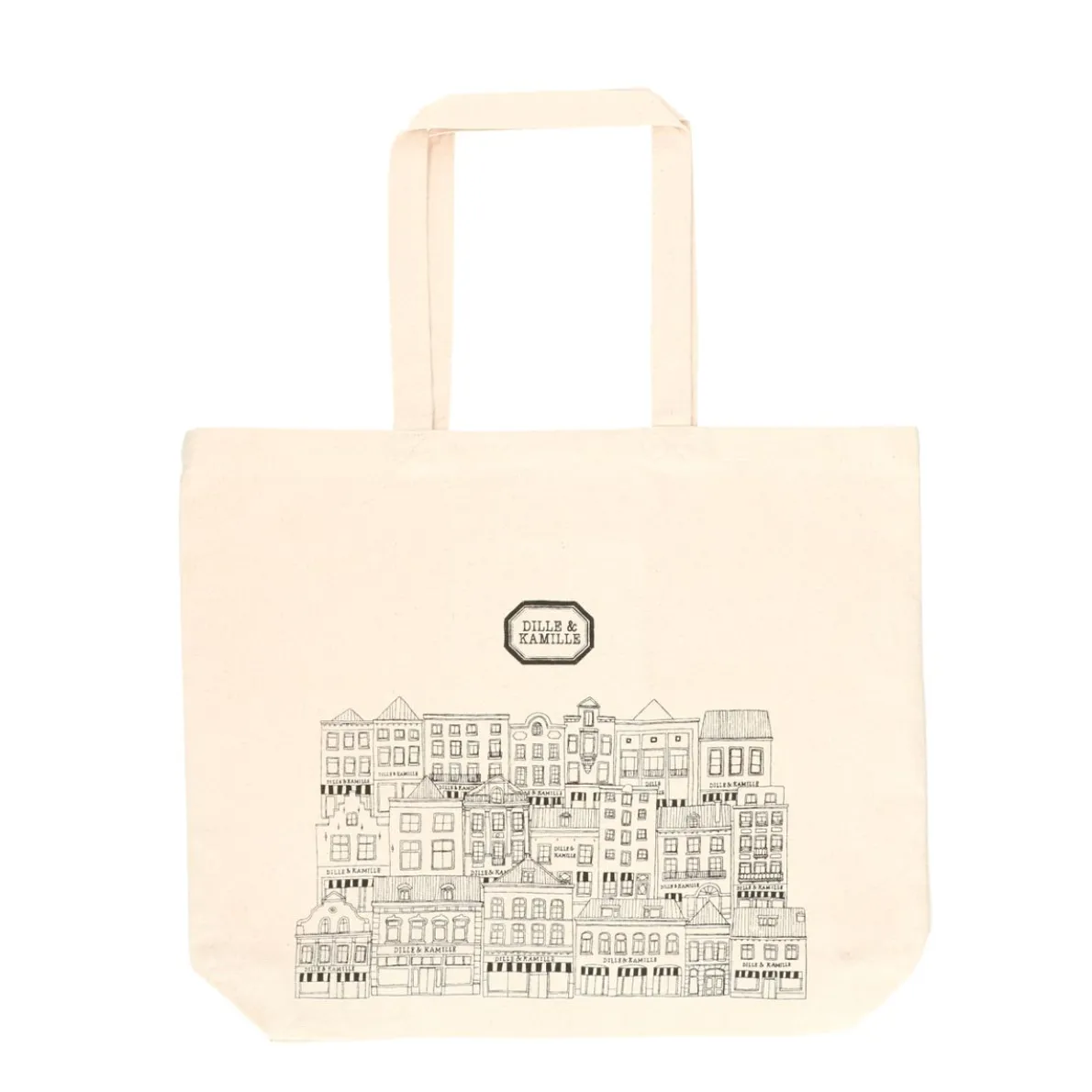 Canvas tas, Dille & Kamille, bio-katoen, gevels, groot, 48 x 40 x 10 cm