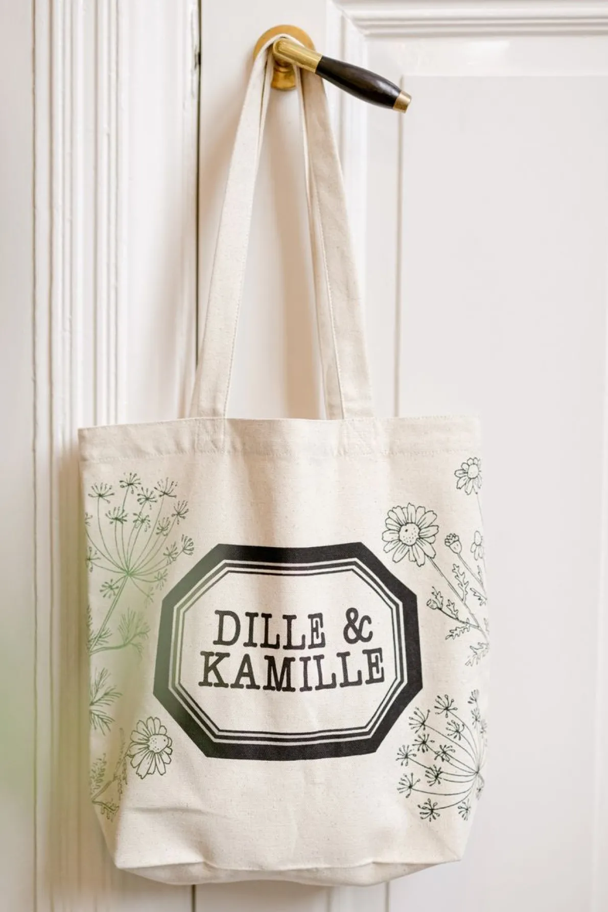 Canvas tas, Dille & Kamille, gerecycled katoen, limited edition, klein, 30 x 36 x 10 cm