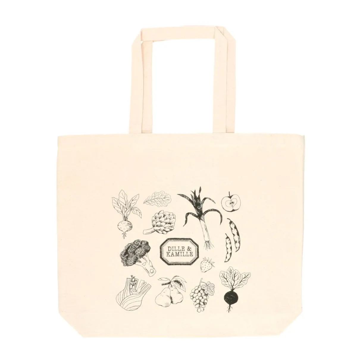 Canvas tas, Dille & Kamille, bio-katoen, groente,groot, 48 x 40 x 10 cm