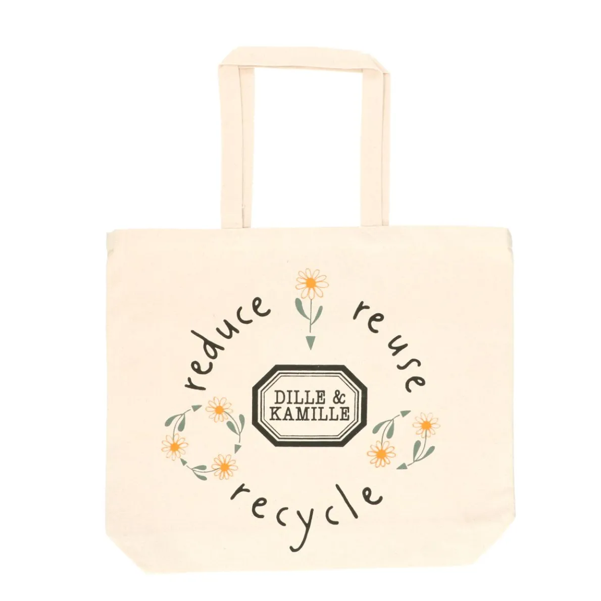 Canvas tas, Dille & Kamille, gerecycled katoen, groot, 47 x 39 x 10 cm