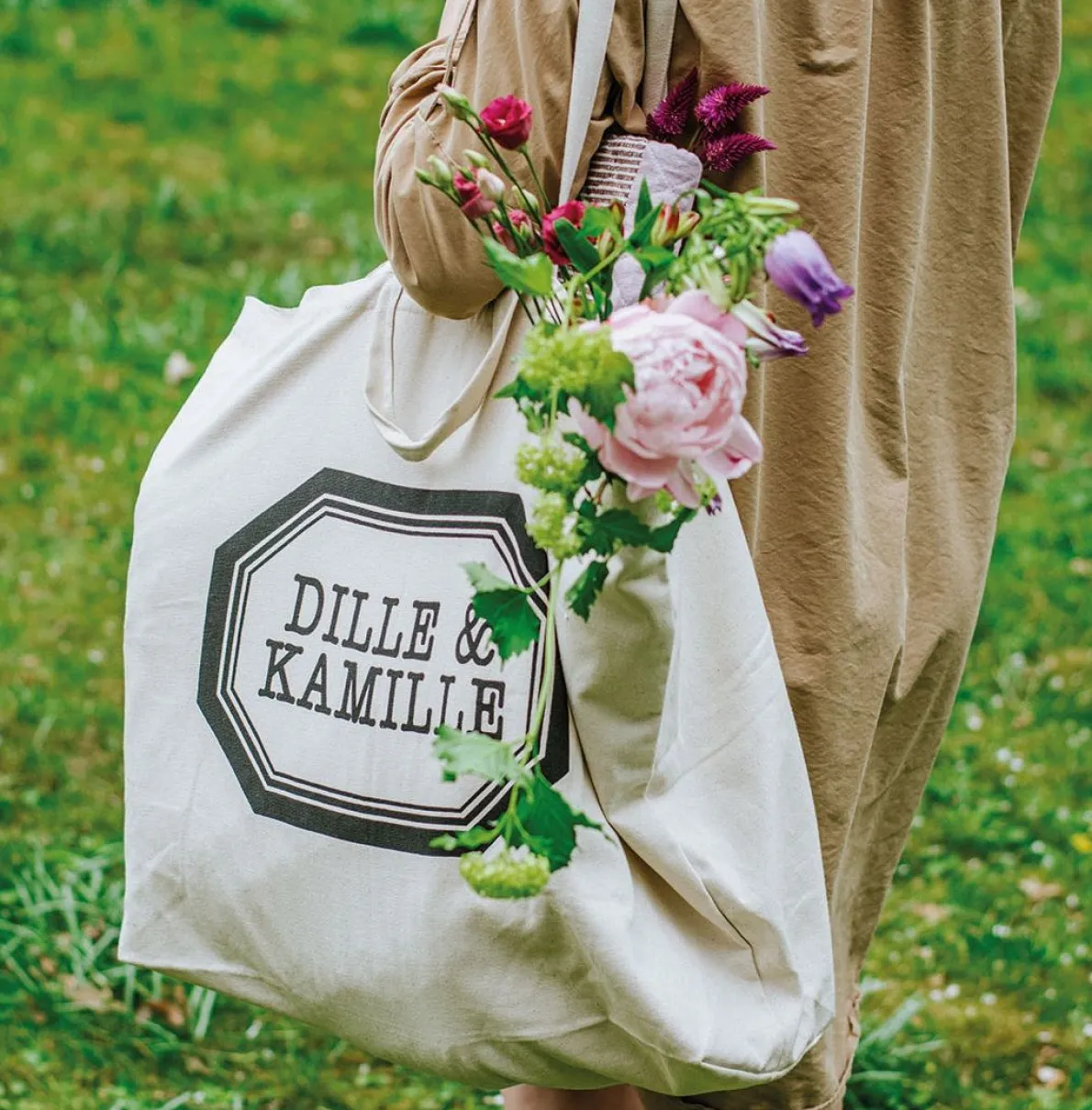Canvas tas, Dille & Kamille, bio-katoen, extra groot, 48 x 65 x 18 cm