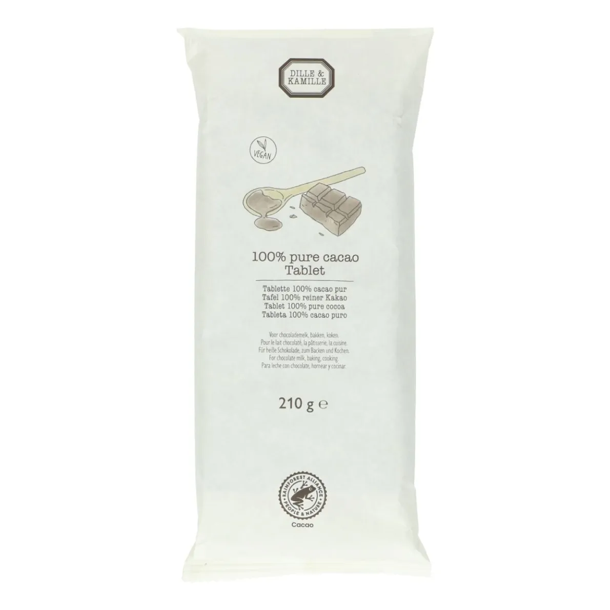 Chocolade voor chocolademelk, biologisch, 100% cacao, 210 gram