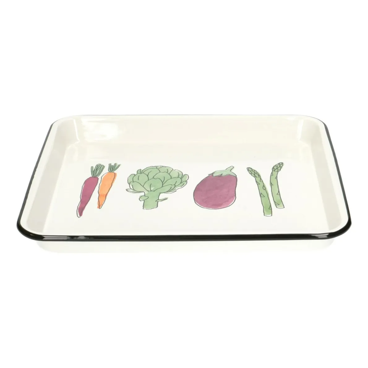 Dienblad, emaille, groente, 26 x 30 cm