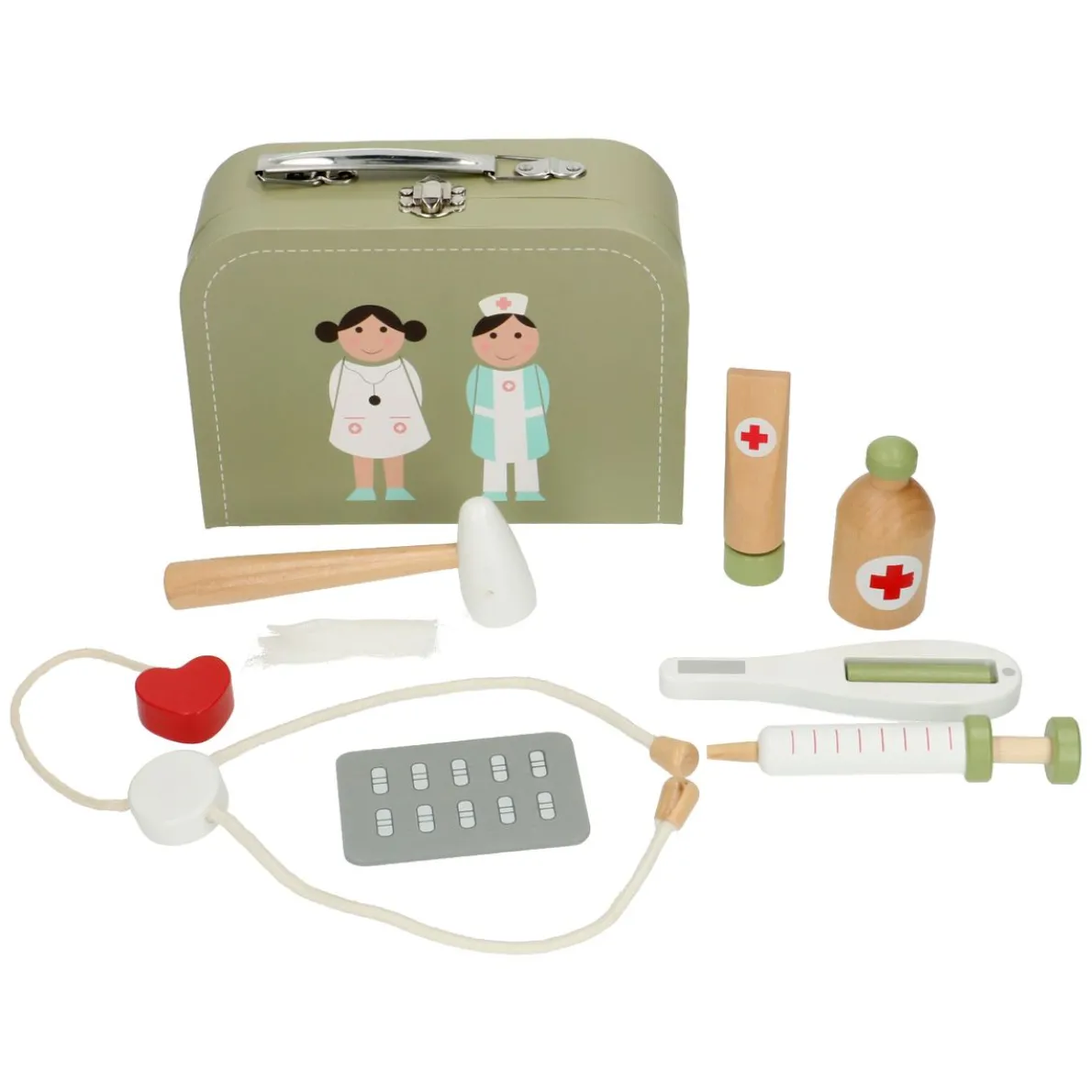 Dokterskoffertje met houten accessoires