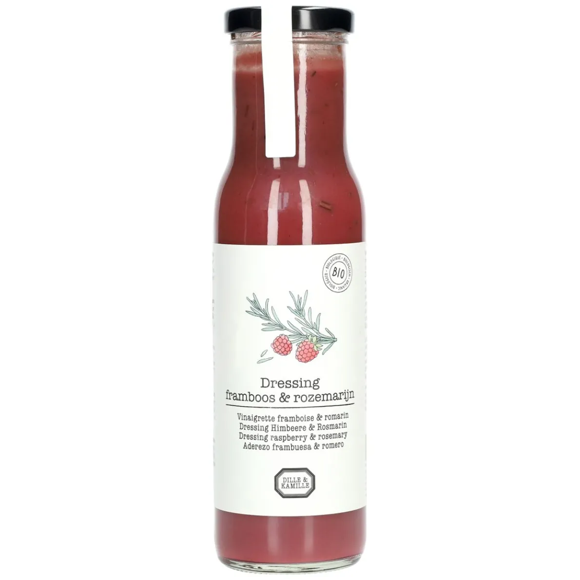 Dressing, biologisch, framboos/rozemarijn, 250 ml