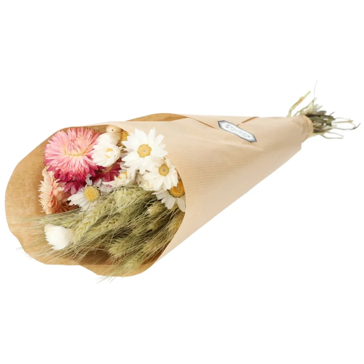 Droogbloemen, gemend boeket, wit/roze