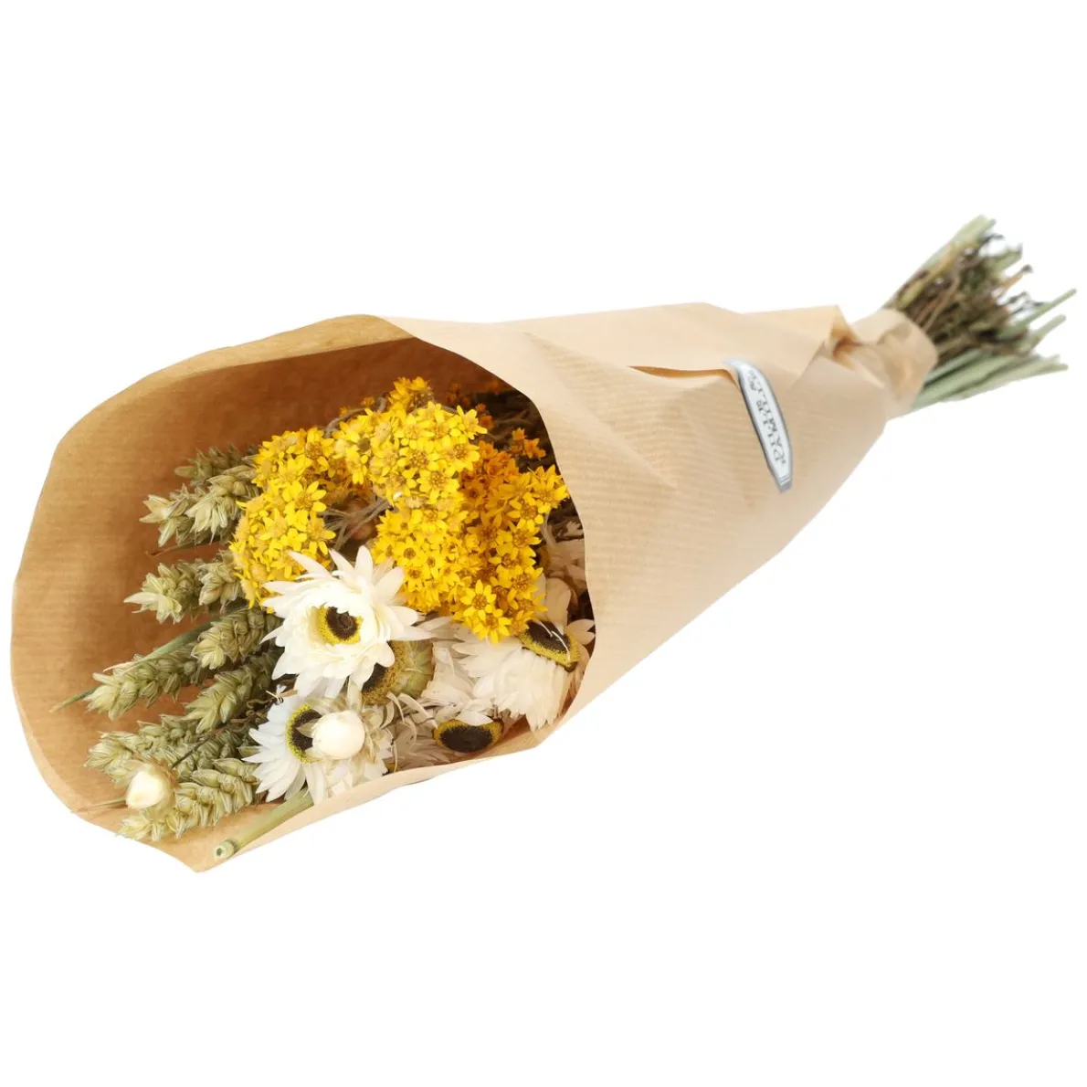 Droogbloemen, gemengd boeket, geel