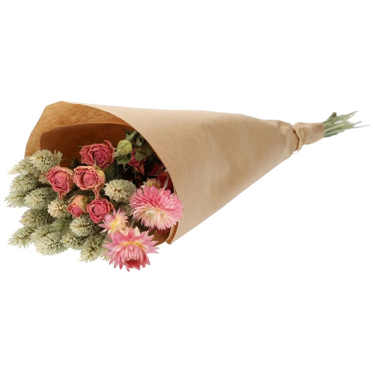 Droogbloemen, gemend boeket, naturel/roze