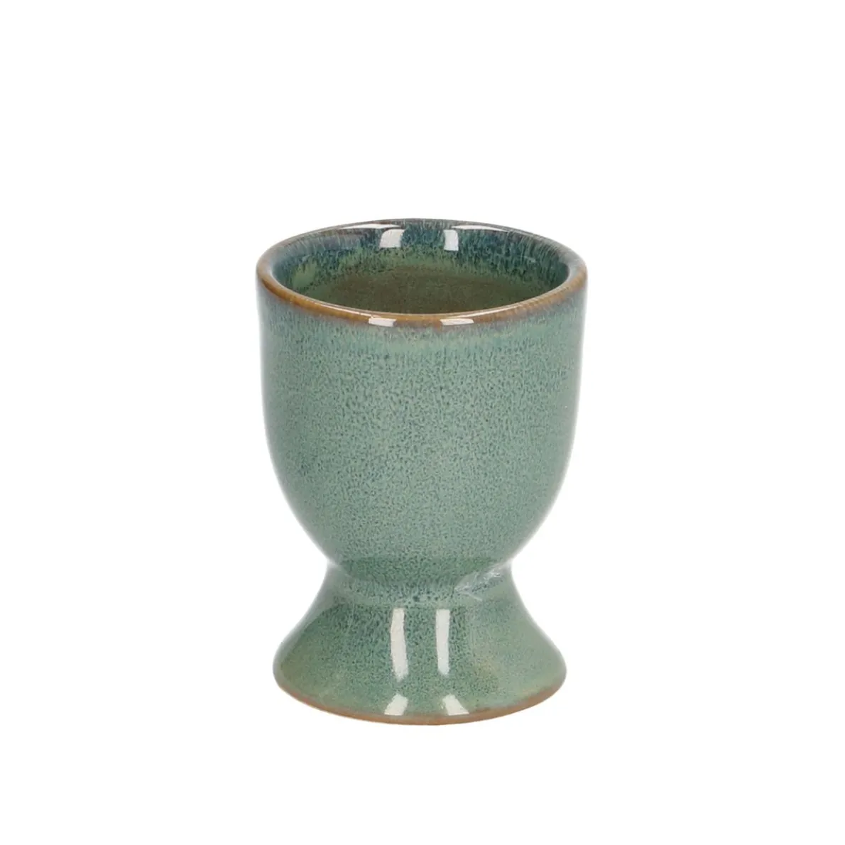 Eierdopje reactieve glazuur, steengoed, groen