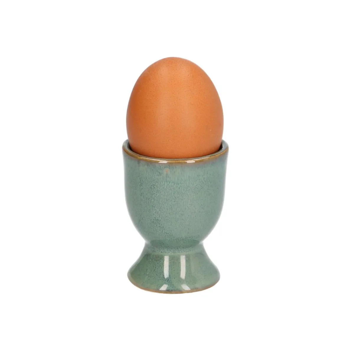 Eierdopje reactieve glazuur, steengoed, groen