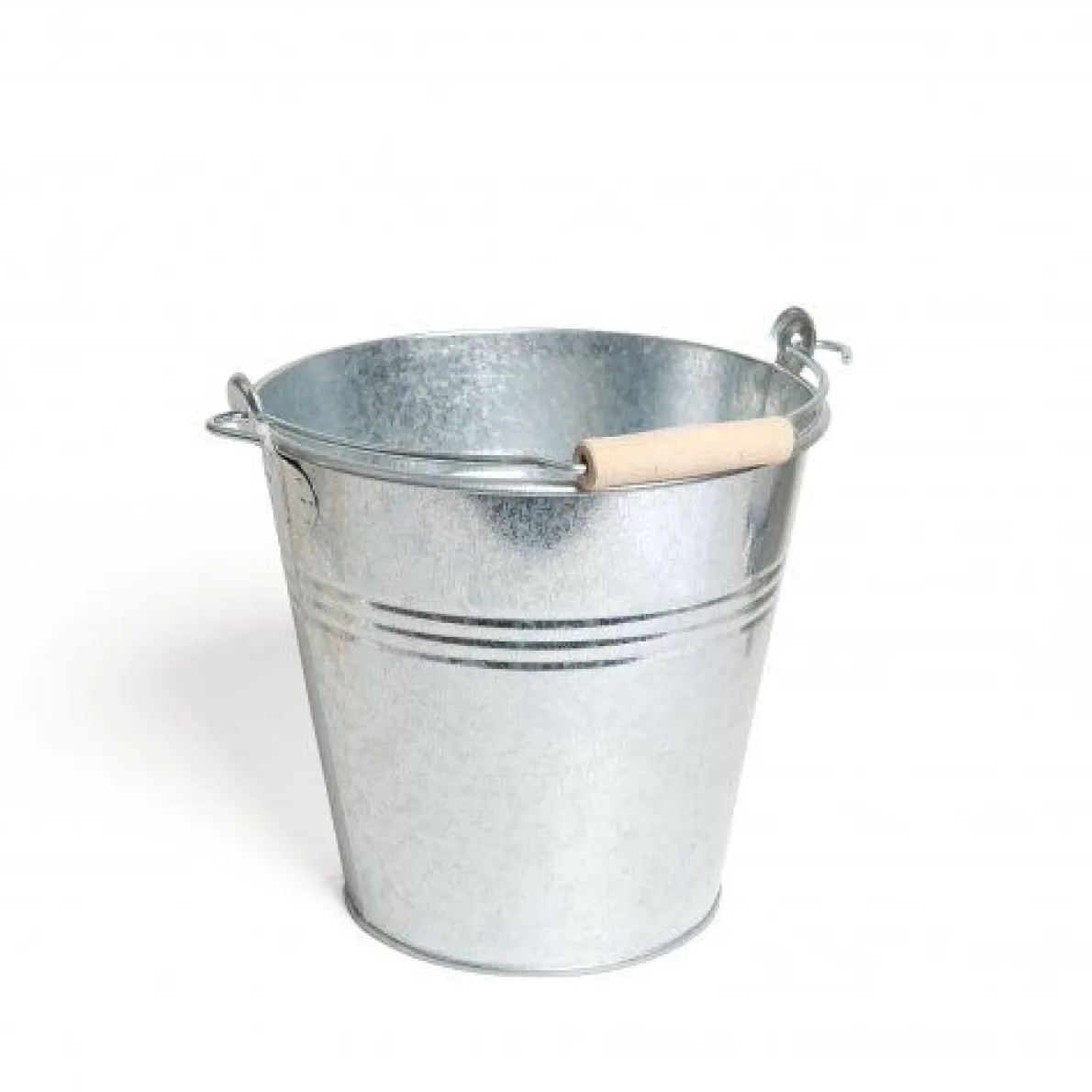 Emmer met beukenhouten handvat, zink, 5 liter