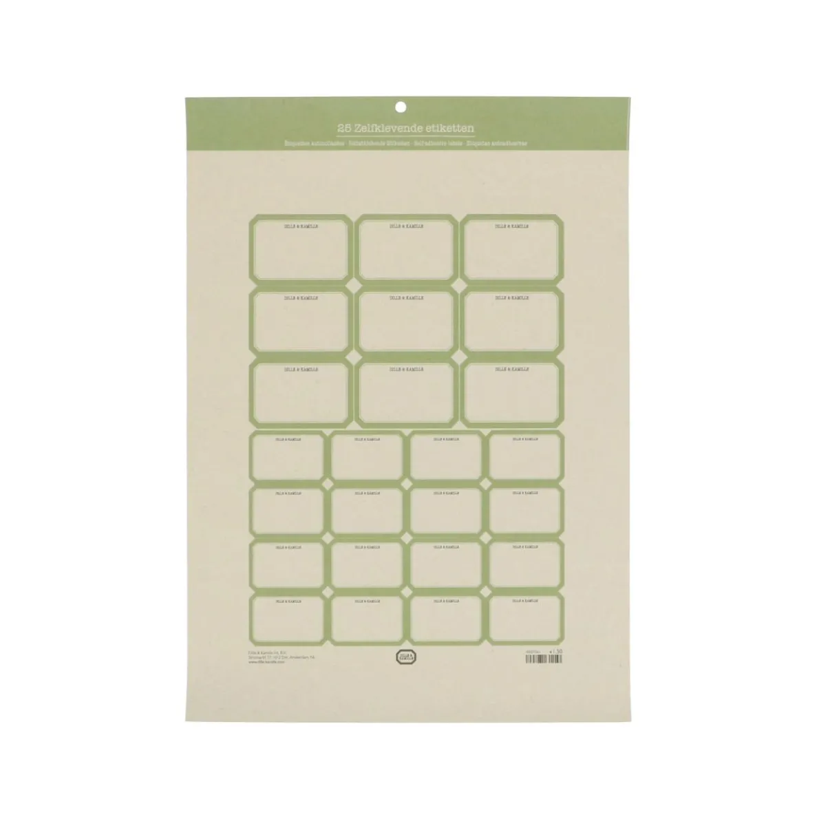 Etiketten, groene rand, zelfklevend, groot en klein