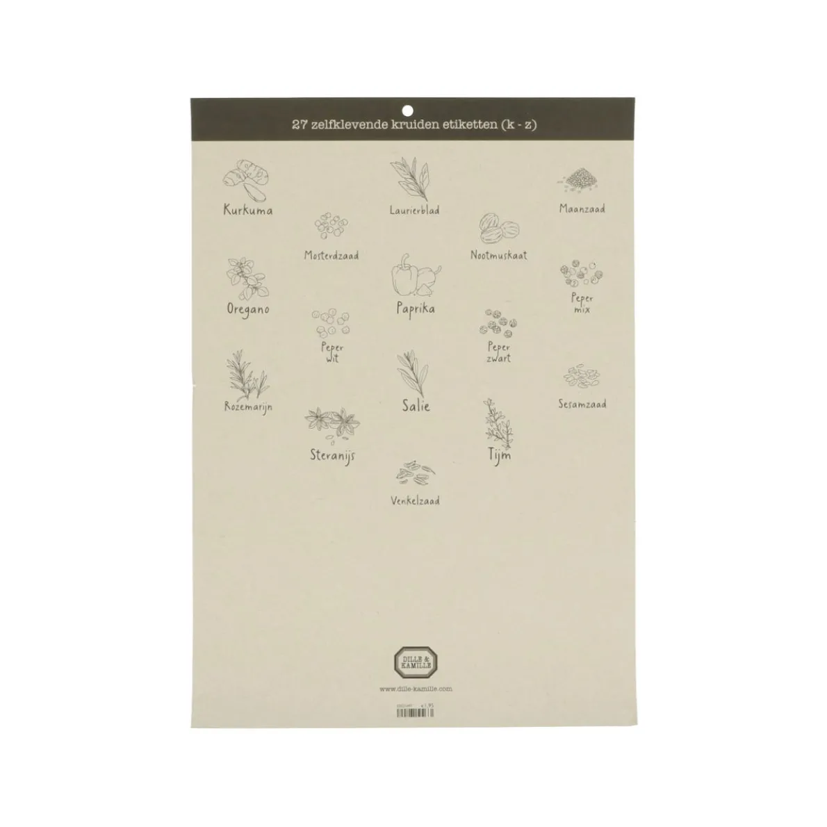 Etiketten kruiden & specerijen, zelfklevend, K t/m Z