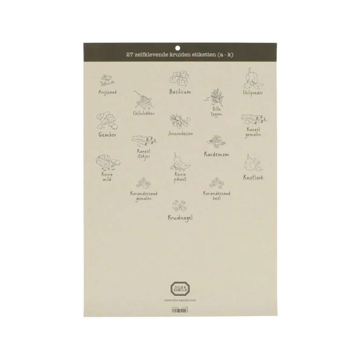 Etiketten kruiden & specerijen, zelfklevend, A t/m K