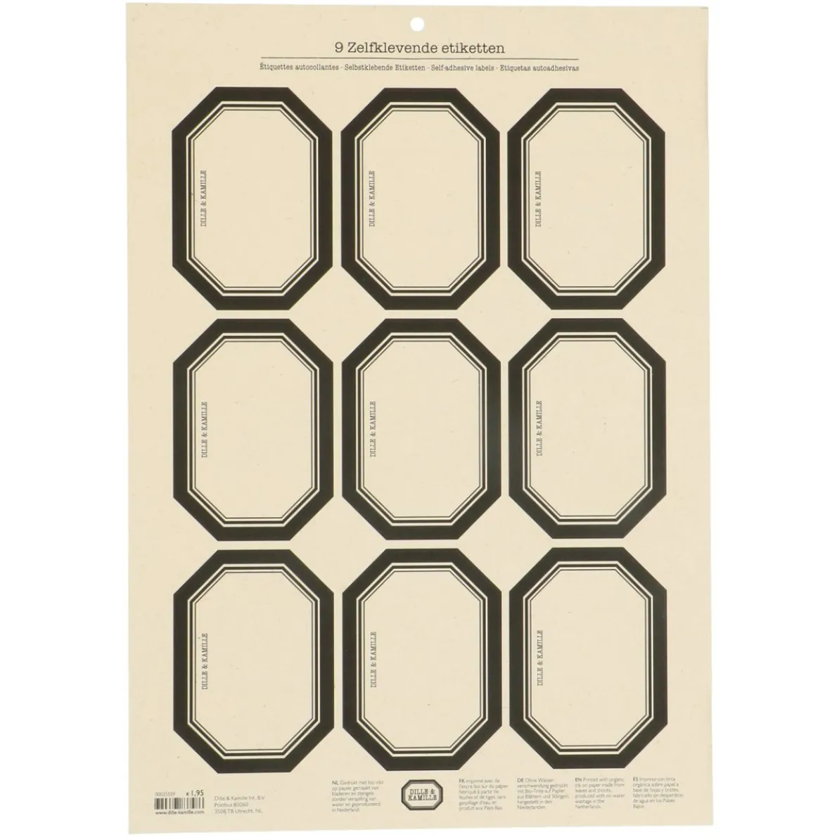 Etiketten, zwarte rand, zelfklevend, groot