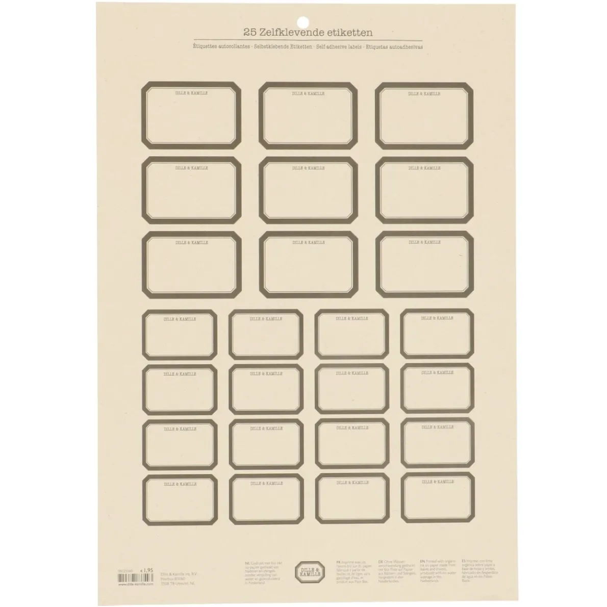 Etiketten, zwarte rand, zelfklevend, groot en klein