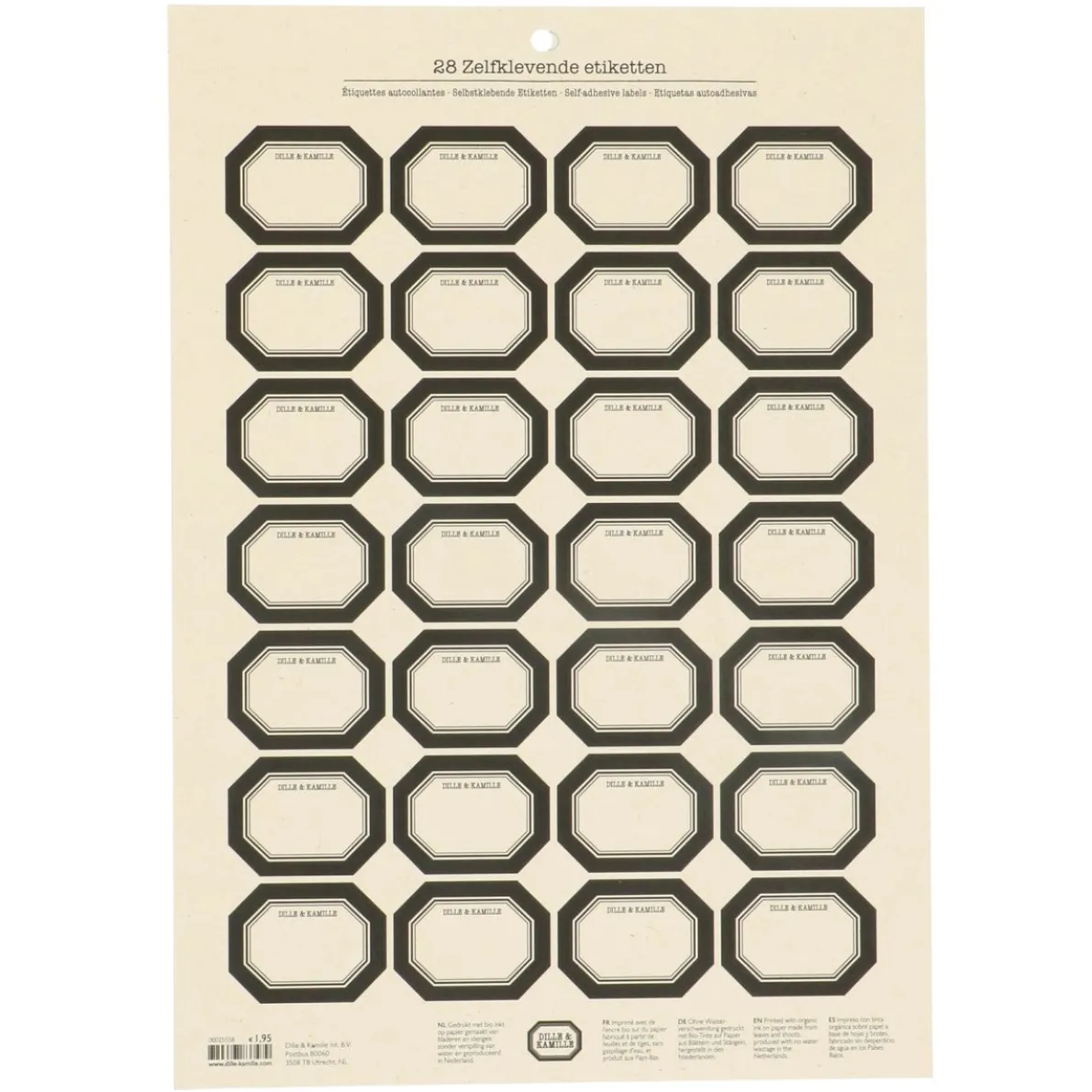 Etiketten, zwarte rand, zelfklevend, klein
