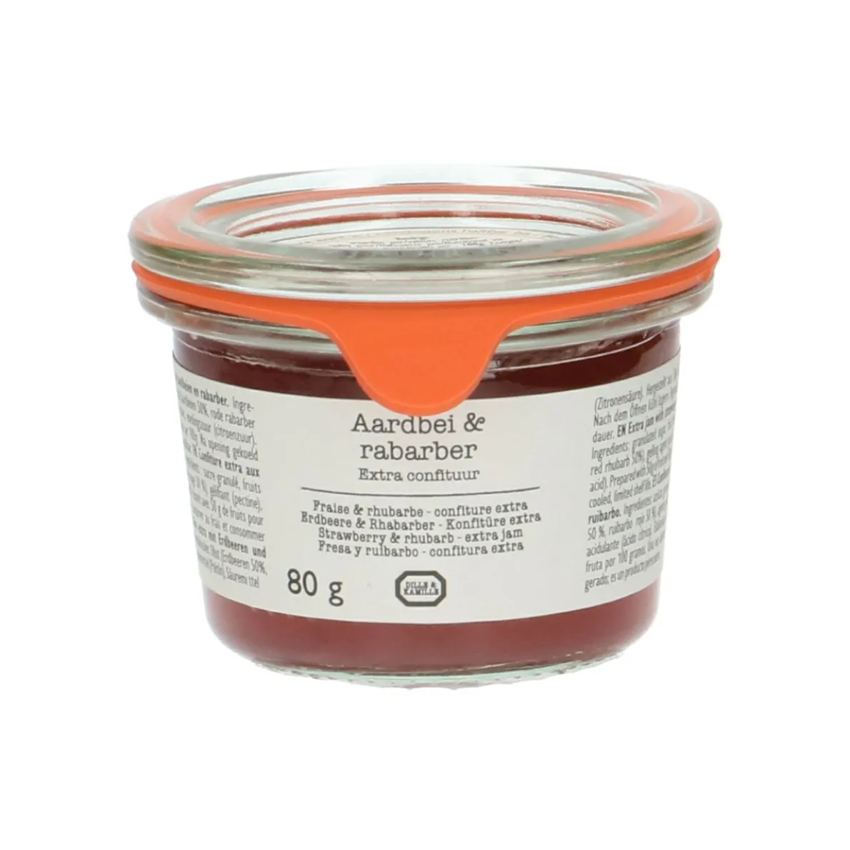 Extra-confituur, aardbei & rabarber, 80 gram